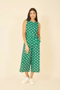 Green Polka Dot Culotte Jumpsuit