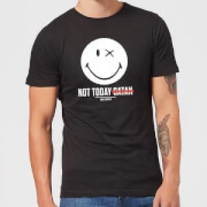 Smiley World Slogan Not Today Satan Mens T-Shirt - Black - S