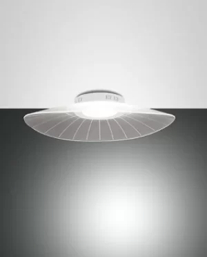Vela Integrated LED Semi Flush Light White Glass