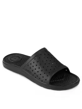 TOTES Mens Solbounce Perforated Slide Sandal - Black, Size 12, Men