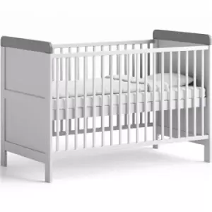 Little Acorns Classic Cot Bed, White & Grey - White & Grey