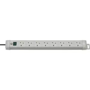Premium-Line extension lead 8-way 3m H05VV-F 3G1,25 lightgrey with plug *GB*