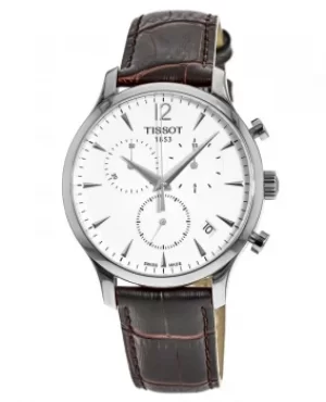 Tissot T-Classic Tradition Silver Chronograph Dial Leather Strap Mens Watch T063.617.16.037.00 T063.617.16.037.00