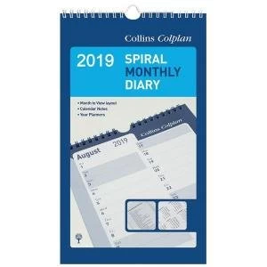 Collins Colplan 64 Series 2019 Spiral Monthly Diary Calendar Ref 64