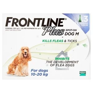 Frontline Plus Flea and Tick Treatment Dog 10-20KG X3