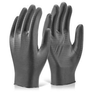 Glovezilla Nitrile Disposable Gripper Glove Black L Ref GZNDG10BLL