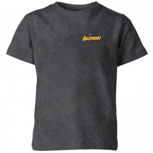 Batman Logo Pocket Kids T-Shirt - Black Acid Wash - 9-10 Years - Black Acid Wash