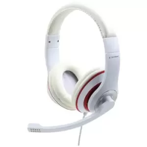 Gembird MHS-03-WTRD Over-ear headset Corded (1075100) White, Red Volume control, Headset