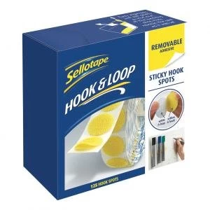 Sellotape Removable Sticky Hook Spots 22mm in Handy Dispenser Pack of