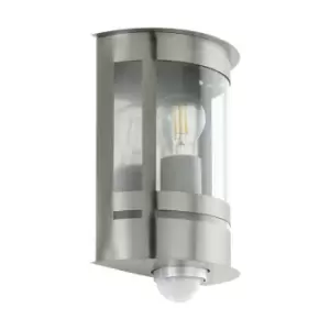 Eglo Tribano - 1 Light Outdoor Flush Wall Lantern with PIR Motion + Dawn / Dusk Sensor Stainless Steel IP44, E27