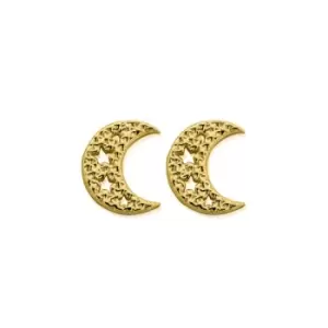 ChloBo Sterling Silver Gold Plated Starry Moon Stud Earrings
