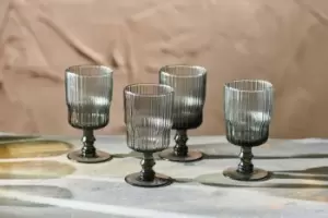 Nkuku Fali Wine Glass Set Of 4 Glassware Grey 15 x 7.5cm (Diameter)