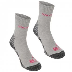 Salomon Lightweight 2 Pack Walking Socks Ladies - Grey/Fuchsia