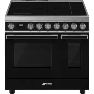 SMEG Portofino CPF92IMBL Electric Range Cooker with Zone induction Hob - Black - A/A Rated