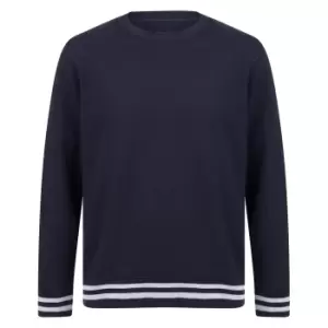 Front Row Unisex Adults Striped Cuff Sweatshirt (XS) (Navy/Heather Grey)