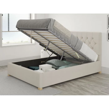 Olivier Ottoman Upholstered Bed, Eire Linen, Off White - Ottoman Bed Size Superking (180x200)