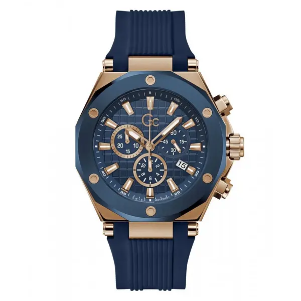 Gc Watches Gents Legacy Blue & Rose Gold Watch Z18006G7MF