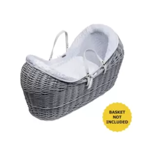 Kinder Valley - White Dimple Pod Moses Basket Bedding Set Dressings with Fleece Lined Coverlet & Full Body Surround - White