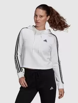 adidas 3 Stripe Cropped Hoodie - White Size XS Women