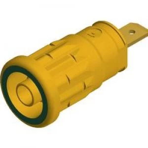 Safety jack socket Socket vertical vertical Pin diameter 4mm Yellow green