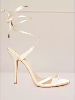 Chi Chi London High Heel Lace Up Sandal In Cream, Size 3, Women