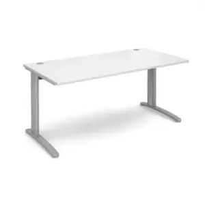 Office Desk Rectangular Desk 1600mm White Tops With Silver Frames 800mm Depth TR10