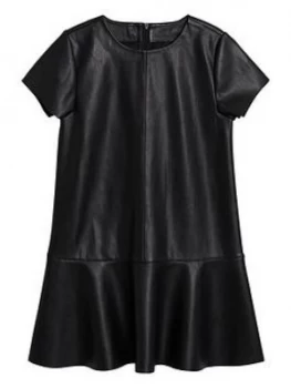 Mango Girls Pu Short Sleeve Dress - Black, Size 7 Years, Women