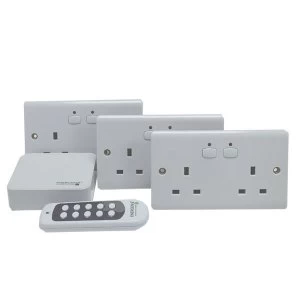 Energenie MiHome Double Wall Socket - 3 Pack with Remote Control and MiHome Gateway