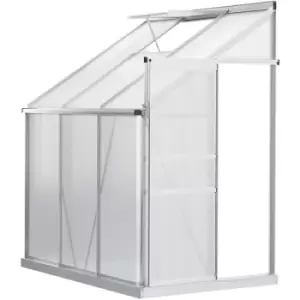 Outsunny - 6 x 4ft Lean to Polycarbonate Greenhouse for Outdoor w/ Sliding Door