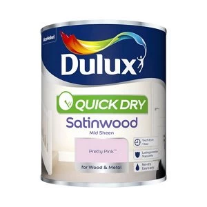 Dulux Quick Dry Pretty Pink Satinwood Mid Sheen Paint 750ml