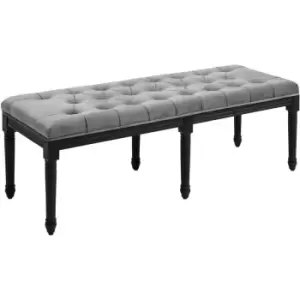 Fabric Bed End Bench Velvet Upholstered Tufted Accent Lounge Sofa - Grey - Homcom