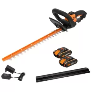 Worx WG261E.1 20V MAX Cordless 46cm Hedge Trimmer - 2 x 1.5Ah Batteries & Charger - N/A
