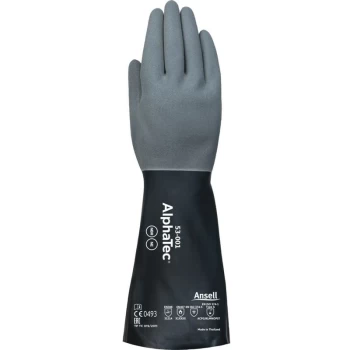 Chemical Resistant Gloves, Nitrile, Black/Grey, Size 10 - Ansell