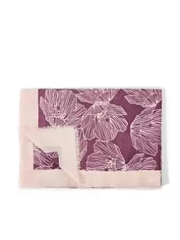 Katie Loxton Line Floral Foil Scarf- Plum/Rose Gold