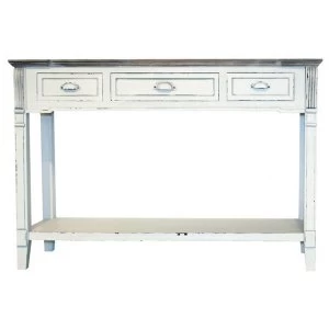 Charles Bentley Shabby Chic Vintage French Style 3-Drawer Console Table