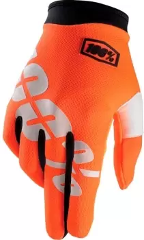 100% iTrack Motocross Gloves, white-orange Size M white-orange, Size M