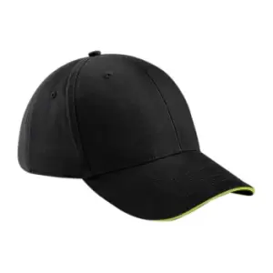 Beechfield Adults Unisex Athleisure Cotton Baseball Cap (Pack of 2) (One Size) (Black/Lime Green)