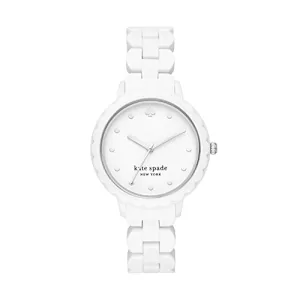 Kate Spade New York Womens Morningside Three-Hand Silicone Watch - White