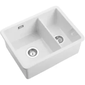 Rangemaster Rustique Kitchen Sink 1.5 Bowl Left Hand Ceramic White FREE Waste