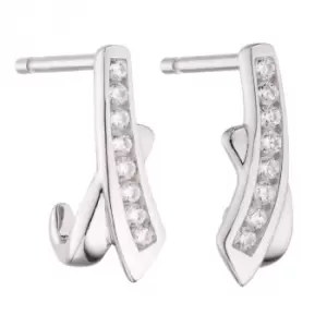 Sterling Silver Crossover Zirconia Stud Earrings E6131C