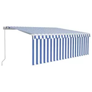 Vidaxl Manual Retractable Awning With Blind 4.5X3M Blue & White