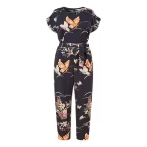 Yumi Navy Butterfly Print Jumpsuit - Blue