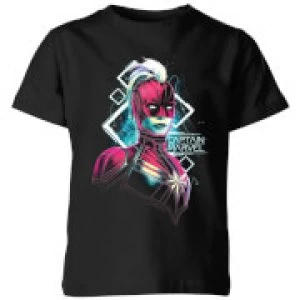 Captain Marvel Neon Warrior Kids T-Shirt - Black - 3-4 Years