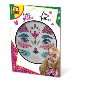 SES CREATIVE Cat Fashion Temporary Glitter Face Tattoos