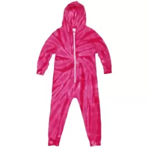 Colortone Childrens/Kids Full Zip Tonal Spider Die Tye Onesie (XS) (Spider Pink)
