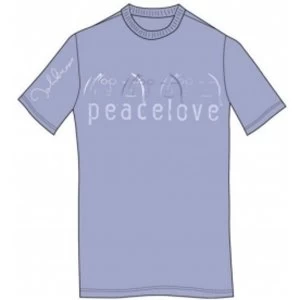 John Lennon Tee Shirt: Peace & Love Light Blue: XXL