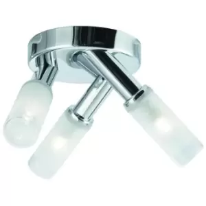 Searchlight Bubbles - LED 3 Light Bathroom Flush Ceiling Spotlight Chrome with Frosted Glass IP44, G9