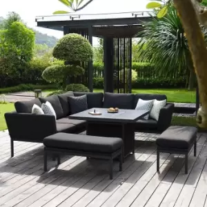 Maze Rattan Pulse Outdoor Fabric Square Corner Firepit Table Dining Set