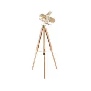 Gold And Natural Tripod Floor Lamp