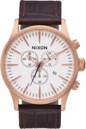 Mens Nixon The Sentry Chrono Leather Chronograph Watch A405-2459